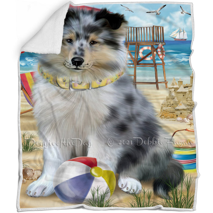 Pet Friendly Beach Rough Collie Dog Blanket BLNKT104979