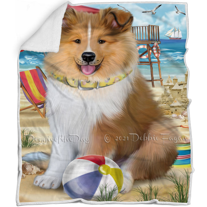 Pet Friendly Beach Rough Collie Dog Blanket BLNKT104988
