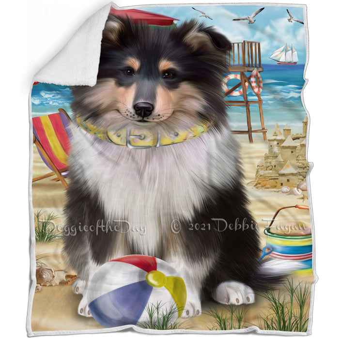 Pet Friendly Beach Rough Collie Dog Blanket BLNKT104997