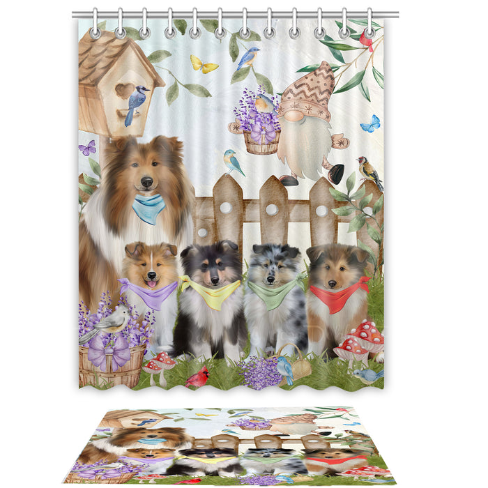 Rough Collie Shower Curtain & Bath Mat Set - Explore a Variety of Custom Designs - Personalized Curtains with hooks and Rug for Bathroom Decor - Dog Gift for Pet Lovers