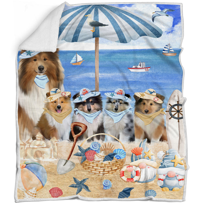 Rough Collie Blanket: Explore a Variety of Personalized Designs, Bed Cozy Sherpa, Fleece and Woven, Custom Dog Gift for Pet Lovers