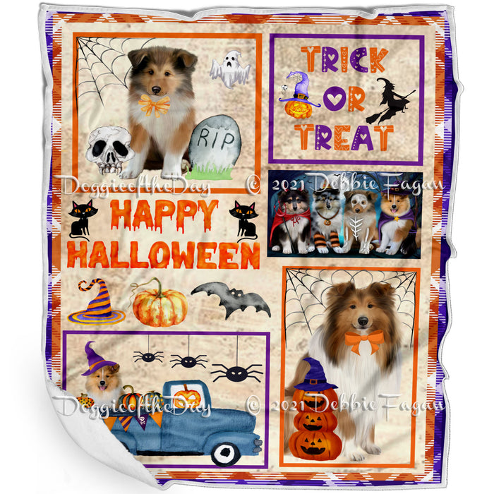 Happy Halloween Trick or Treat Rough Collie Dogs Blanket BLNKT143778