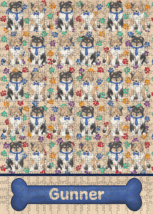 Rainbow Paw Print Rough Collie Dogs Puzzle  PUZL97968