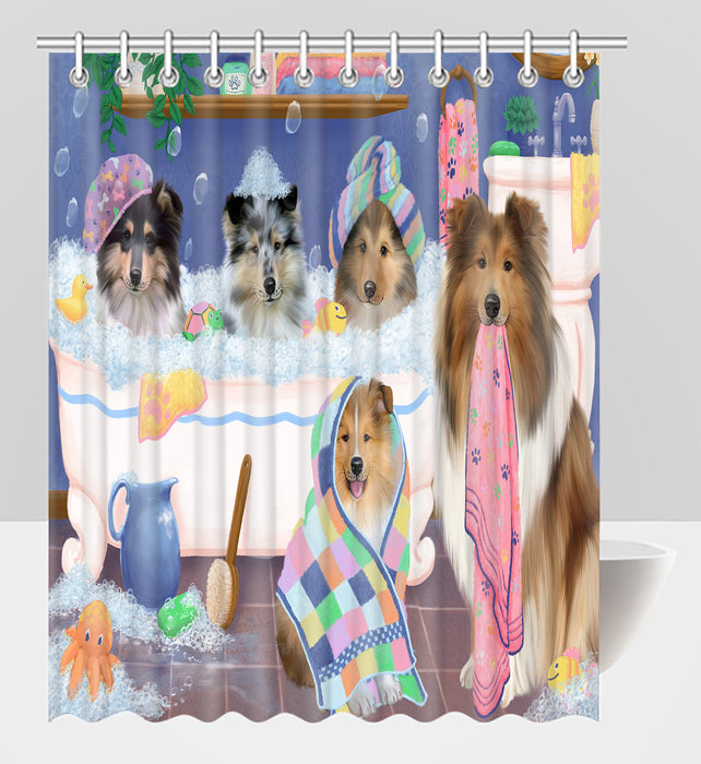 Rub A Dub Dogs In A Tub Rough Collie Dogs Shower Curtain