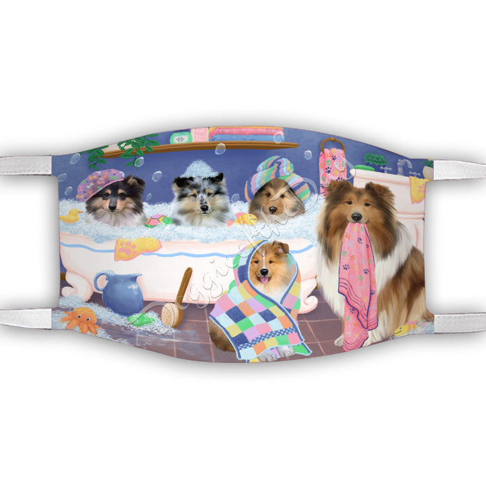Rub A Dub Dogs In A Tub  Rough Collie Dogs Face Mask FM49533