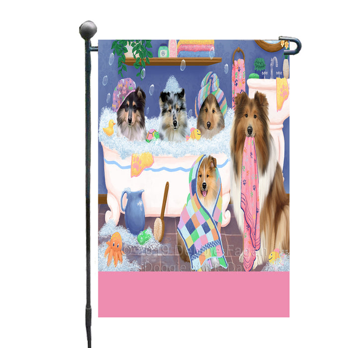 Personalized Rub A Dub Dogs In A Tub Rough Collie Dogs Custom Garden Flag GFLG64902