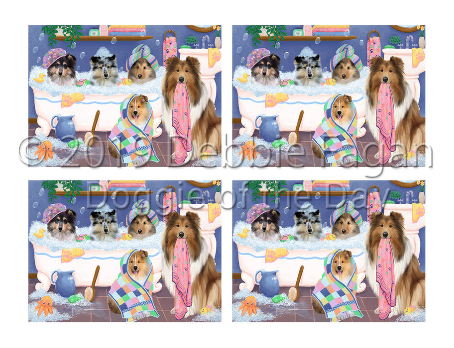 Rub A Dub Dogs In A Tub Rough Collie Dogs Placemat
