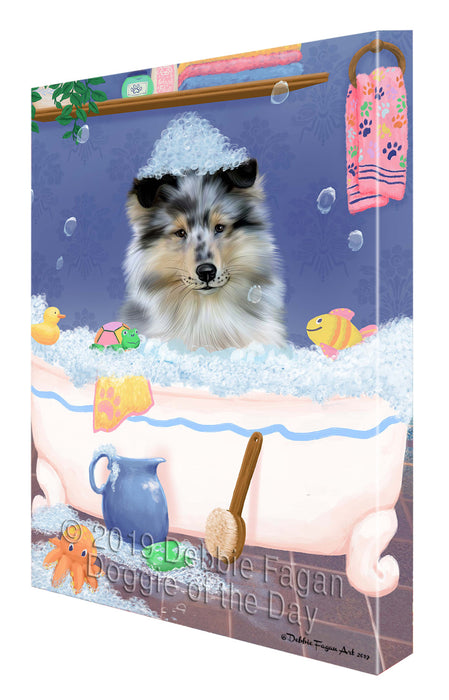 Rub A Dub Dog In A Tub Rough Collie Dog Canvas Print Wall Art Décor CVS143369