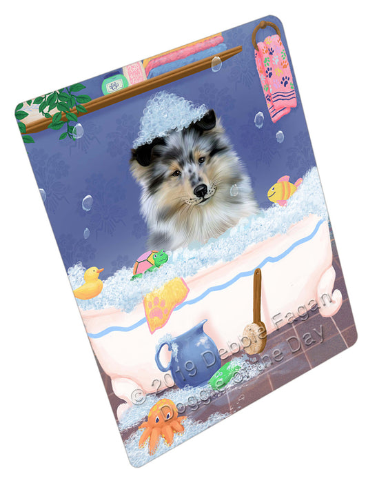 Rub A Dub Dog In A Tub Rough Collie Dog Refrigerator / Dishwasher Magnet RMAG109542