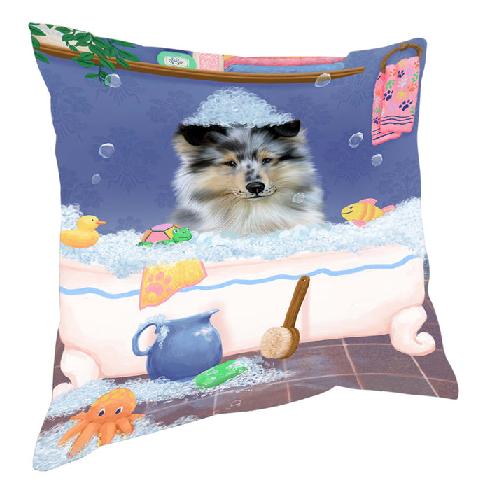 Rub A Dub Dog In A Tub Rough Collie Dog Pillow with Top Quality High-Resolution Images - Ultra Soft Pet Pillows for Sleeping - Reversible & Comfort - Ideal Gift for Dog Lover - Cushion for Sofa Couch Bed - 100% Polyester, PILA90742