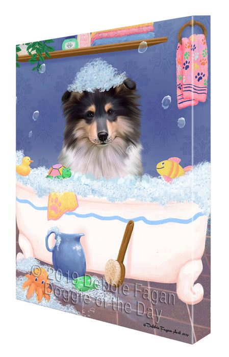 Rub A Dub Dog In A Tub Rough Collie Dog Canvas Print Wall Art Décor CVS143378