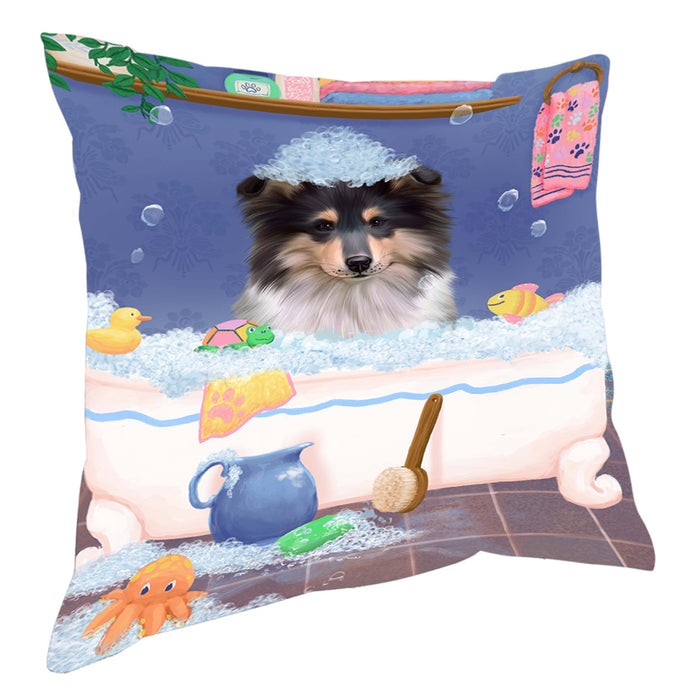 Rub A Dub Dog In A Tub Rough Collie Dog Pillow with Top Quality High-Resolution Images - Ultra Soft Pet Pillows for Sleeping - Reversible & Comfort - Ideal Gift for Dog Lover - Cushion for Sofa Couch Bed - 100% Polyester, PILA90745