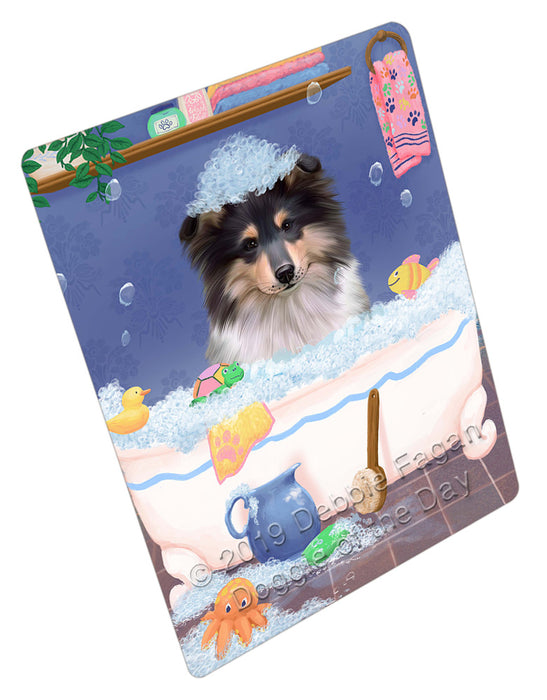 Rub A Dub Dog In A Tub Rough Collie Dog Cutting Board - For Kitchen - Scratch & Stain Resistant - Designed To Stay In Place - Easy To Clean By Hand - Perfect for Chopping Meats, Vegetables, CA81826