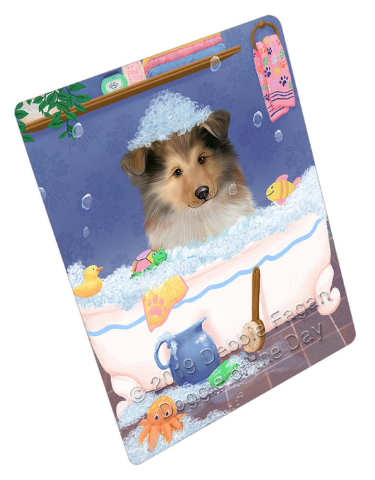Rub A Dub Dog In A Tub Rough Collie Dog Refrigerator / Dishwasher Magnet RMAG109560