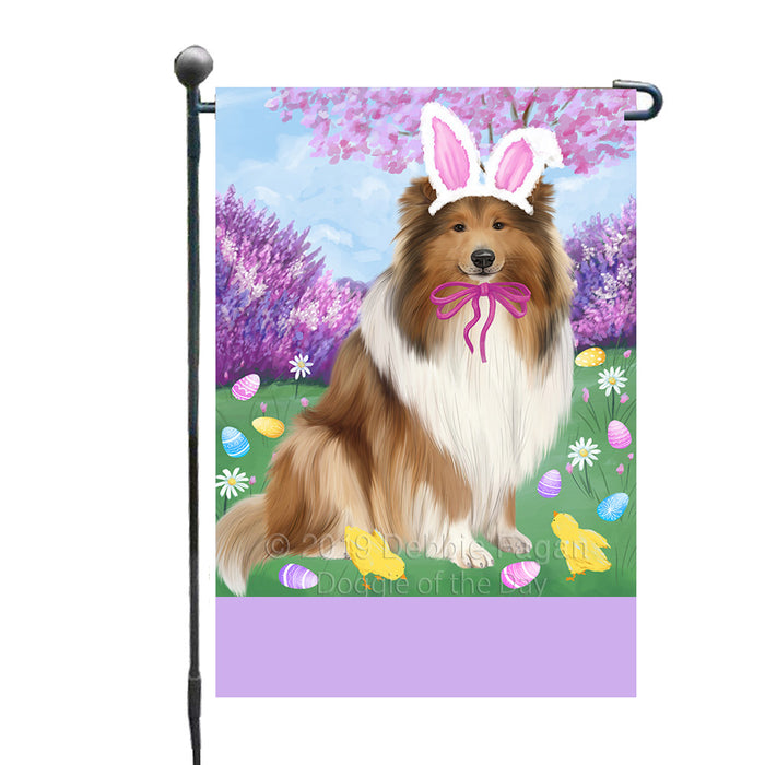 Personalized Easter Holiday Rough Collie Dog Custom Garden Flags GFLG-DOTD-A58975