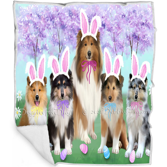 Easter Holiday Rough Collies Dog Blanket BLNKT131970