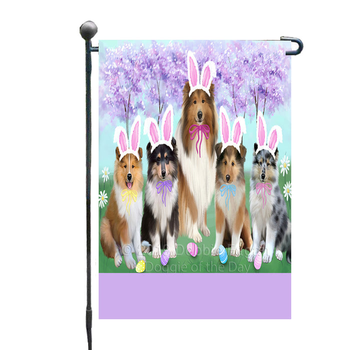 Personalized Easter Holiday Rough Collie Dogs Custom Garden Flags GFLG-DOTD-A58976