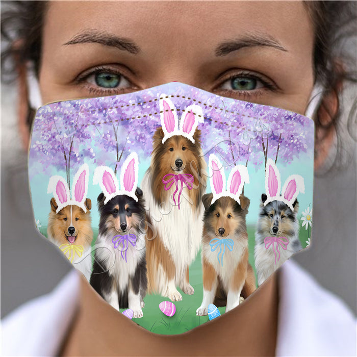 Easter Holiday Rough Collie Dogs Face Mask FM49629