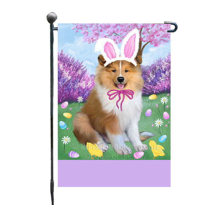 Personalized Easter Holiday Rough Collie Dog Custom Garden Flags GFLG-DOTD-A58980