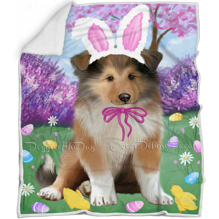 Easter Holiday Rough Collie Dog Blanket BLNKT143234