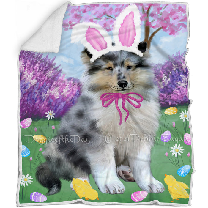 Easter Holiday Rough Collie Dog Blanket BLNKT143235