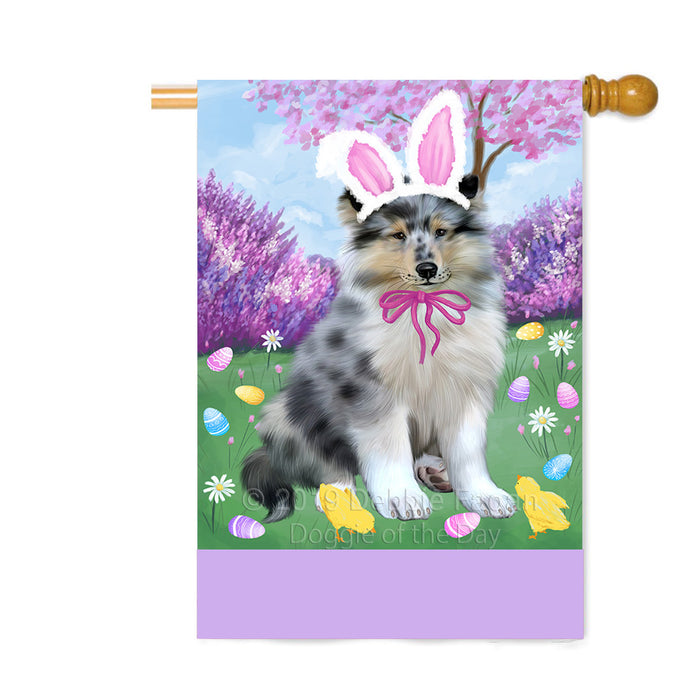 Personalized Easter Holiday Rough Collie Dog Custom House Flag FLG-DOTD-A59035