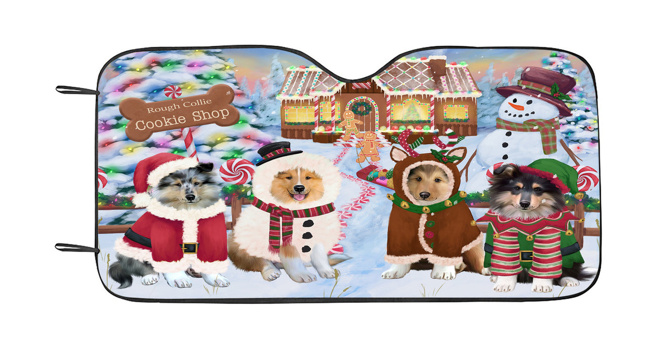 Holiday Gingerbread Cookie Rough Collie Dogs Car Sun Shade