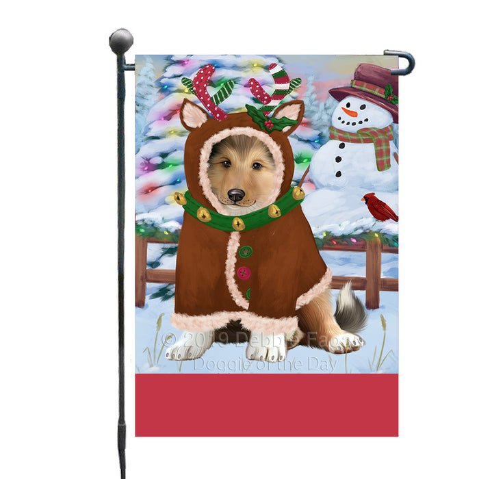 Personalized Gingerbread Candyfest Rough Collie Dog Custom Garden Flag GFLG64147