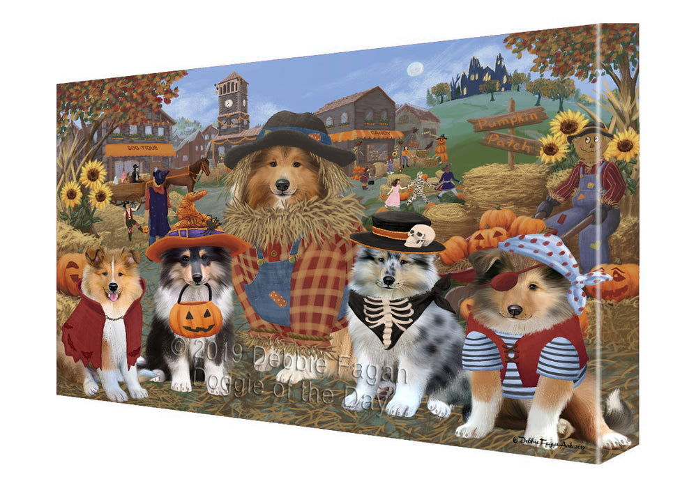 Halloween 'Round Town Rough Collie Dogs Canvas Print Wall Art Décor CVS143927