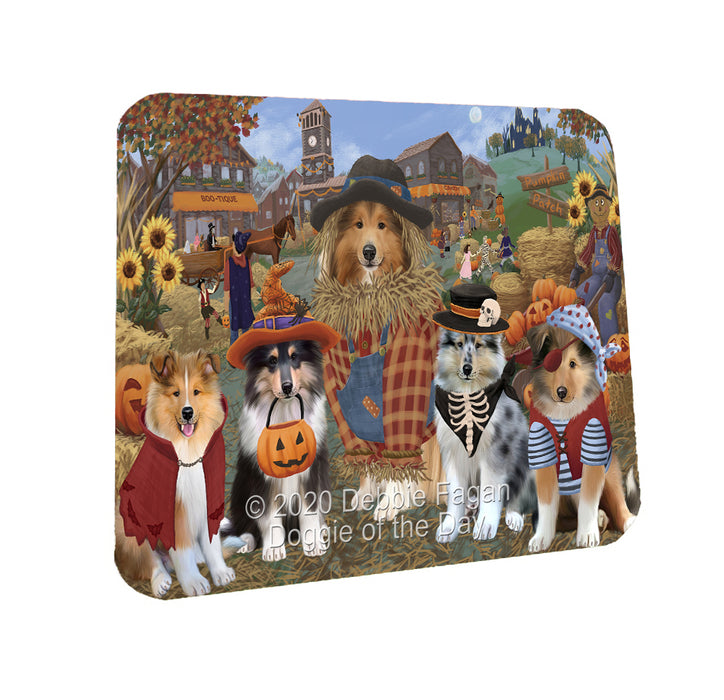 Halloween 'Round Town Rough Collie Dogs Coasters Set of 4 CSTA57981