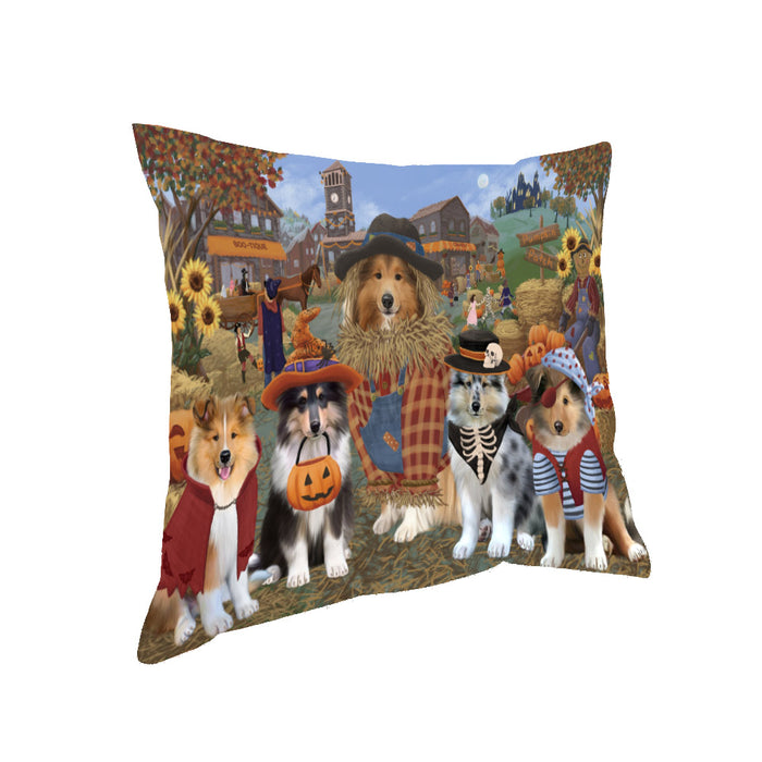 Halloween 'Round Town Rough Collie Dogs Pillow PIL85136
