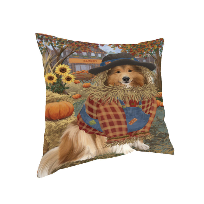 Fall Pumpkin Scarecrow Rottweiler Dogs Pillow PIL85376 (18x18)