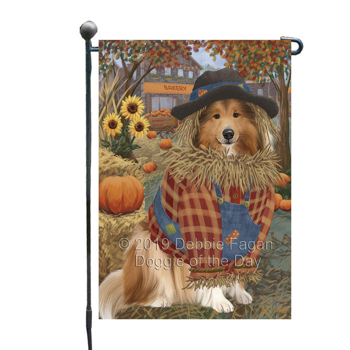 Fall Pumpkin Scarecrow Rough Collie Dogs Garden Flag GFLG65801
