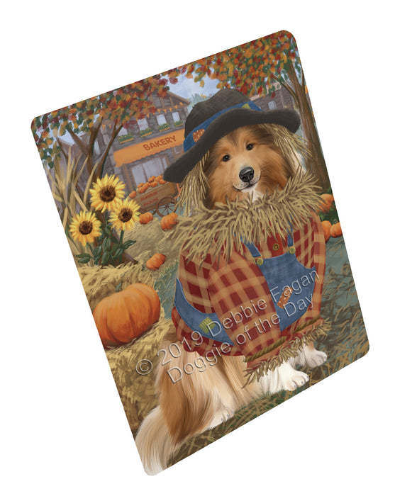 Fall Pumpkin Scarecrow Rough Collie Dogs Cutting Board - For Kitchen - Scratch & Stain Resistant - Designed To Stay In Place - Easy To Clean By Hand - Perfect for Chopping Meats, Vegetables