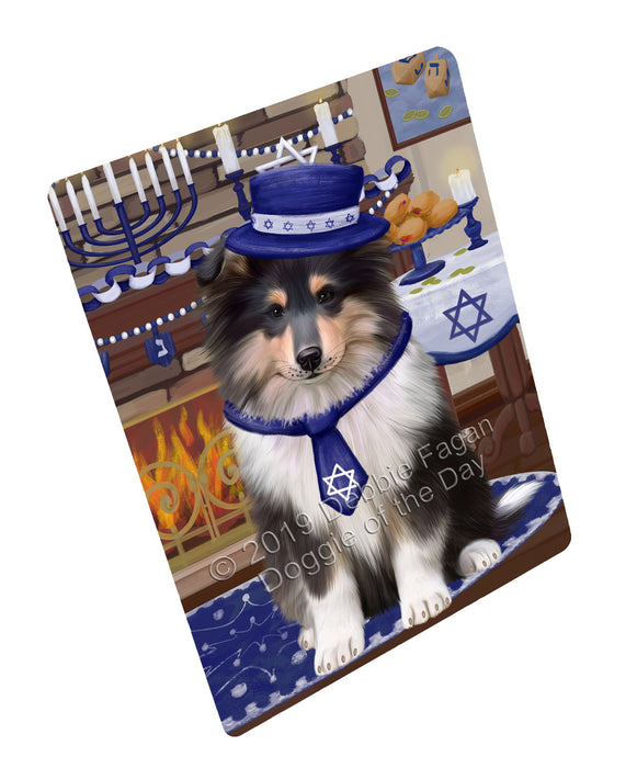 Happy Hanukkah Family Rough Collie Dogs Refrigerator / Dishwasher Magnet RMAG107124