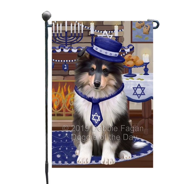 Happy Hanukkah Rough Collie Dog Garden Flag GFLG65831