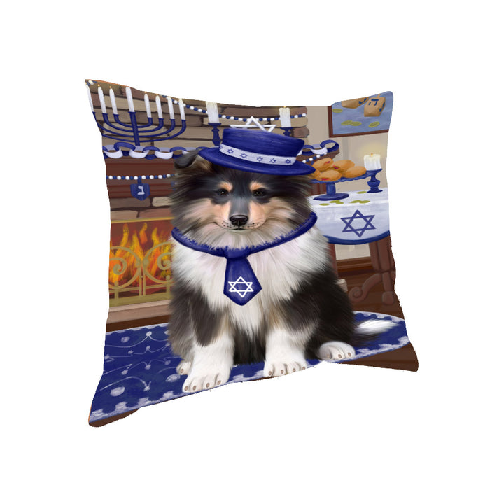 Happy Hanukkah Rough Collie Dog Pillow PIL85500