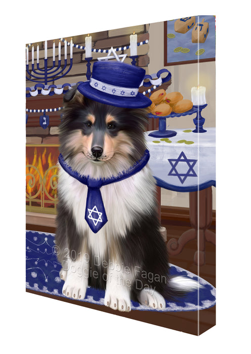 Happy Hanukkah Rough Collie Dog Canvas Print Wall Art Décor CVS144746