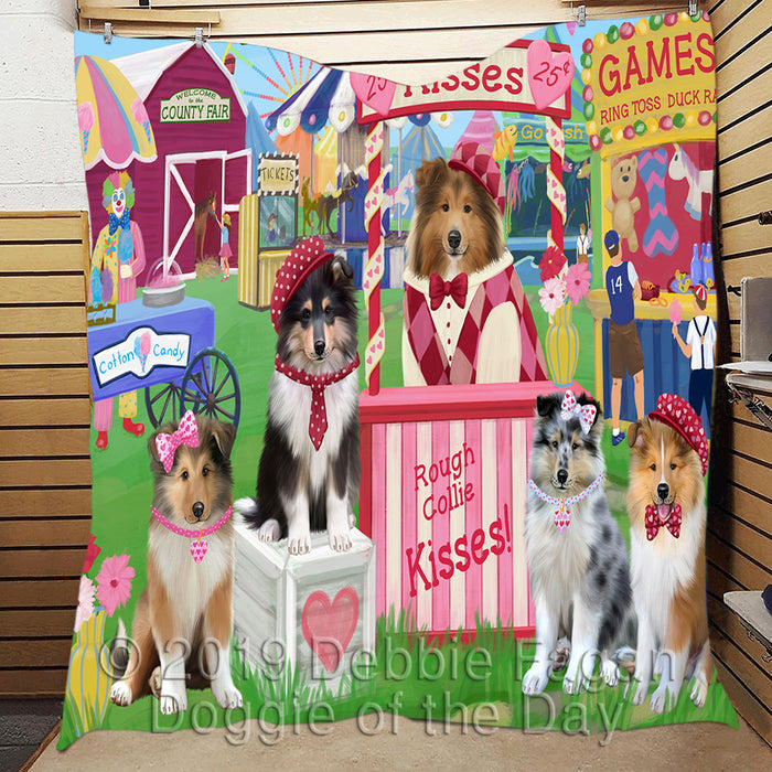 Carnival Kissing Booth Rough Collie Dogs Quilt