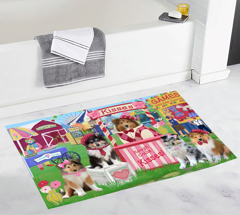 Carnival Kissing Booth Rough Collie Dogs Bath Mat
