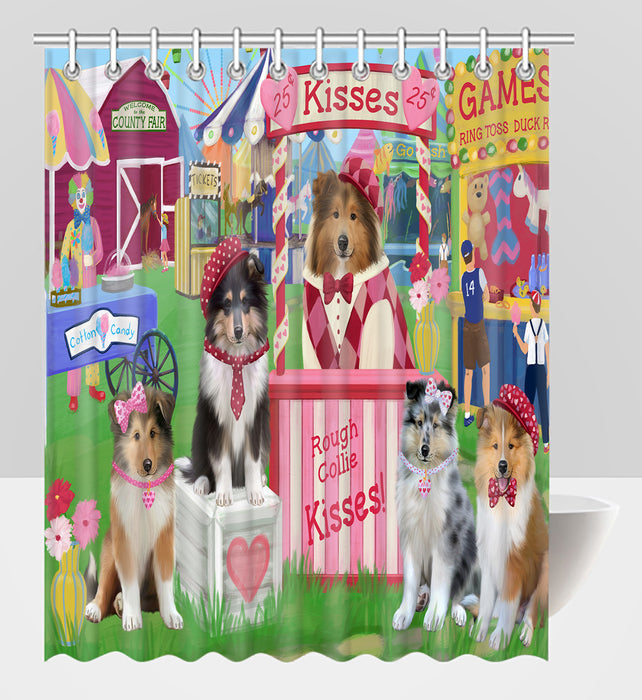 Carnival Kissing Booth Rough Collie Dogs Shower Curtain