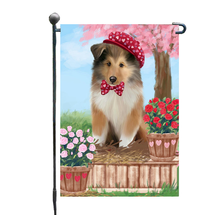 Personalized Rosie 25 Cent Kisses Rough Collie Dog Custom Garden Flag GFLG64780