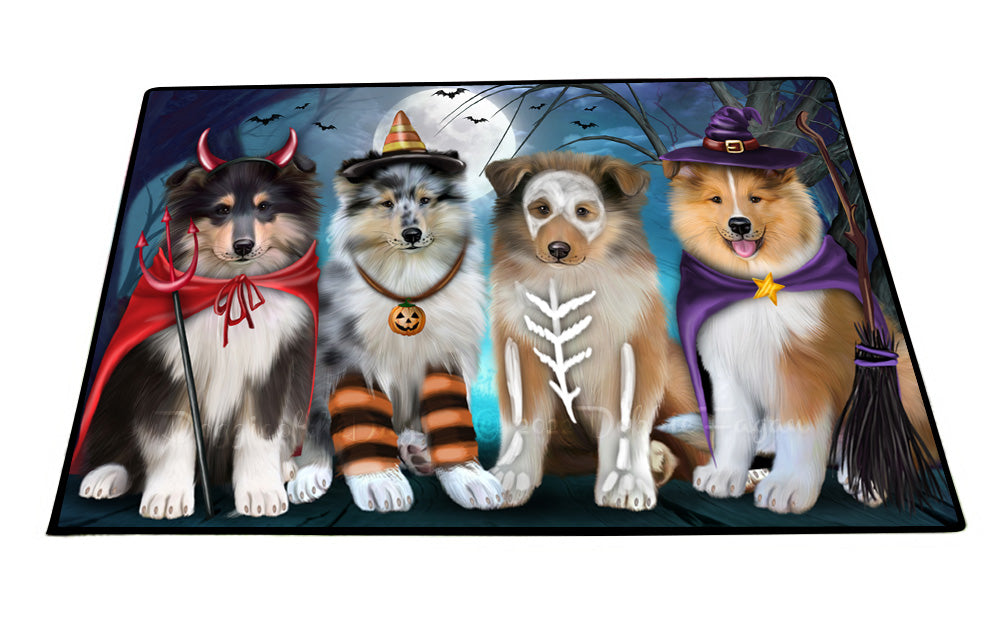 Happy Halloween Trick or Treat Rough Collie Dogs Floor Mat- Anti-Slip Pet Door Mat Indoor Outdoor Front Rug Mats for Home Outside Entrance Pets Portrait Unique Rug Washable Premium Quality Mat