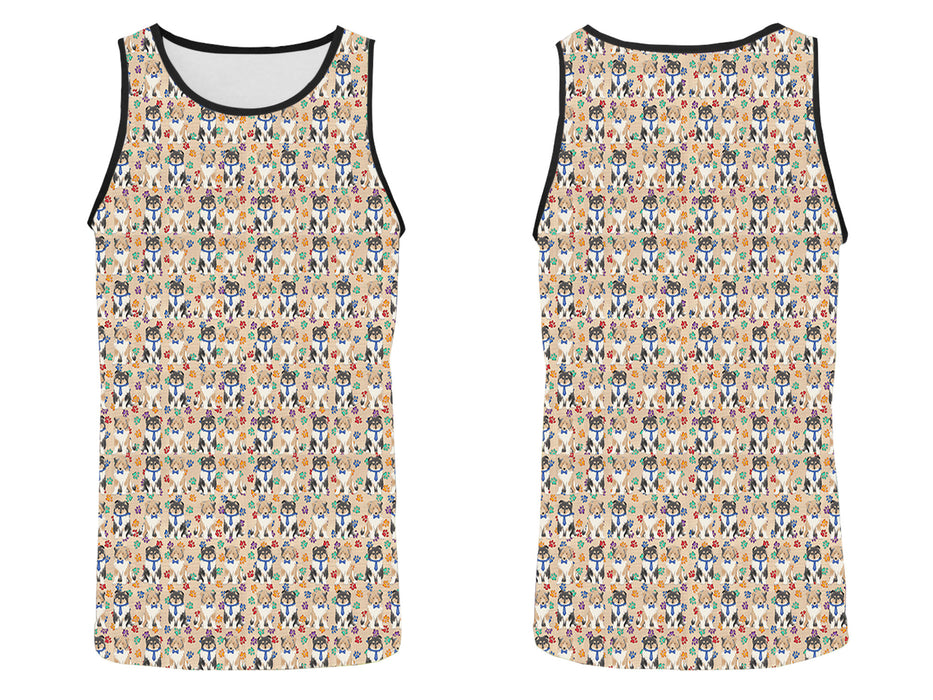 Rainbow Paw Print Rough Collie Dogs Blue All Over Print   Men's Tank Top