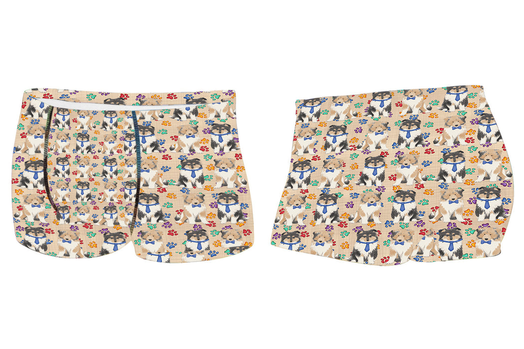 Rainbow Paw Print Rough Collie Dogs BlueMen's All Over Print Boxer Briefs