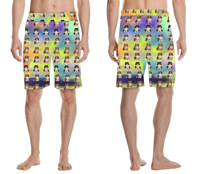 Paradise Wave Rough Collie Dogs All Over Print Men's Casual Shorts
