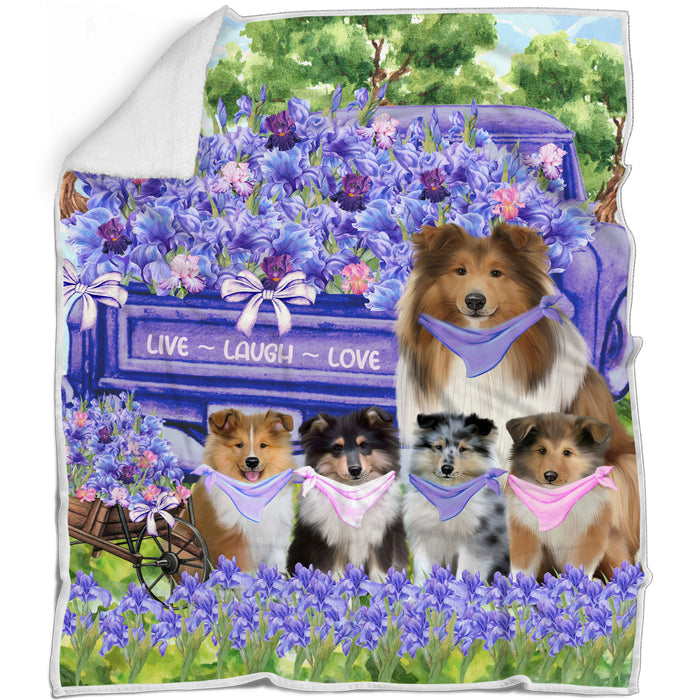 Rough Collie Bed Blanket, Explore a Variety of Designs, Custom, Soft and Cozy, Personalized, Throw Woven, Fleece and Sherpa, Gift for Pet and Dog Lovers