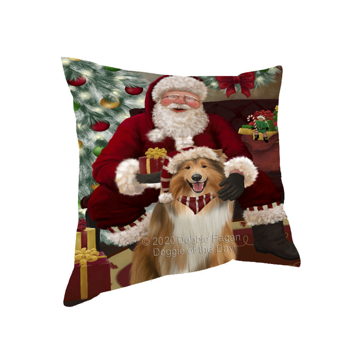 Santa's Christmas Surprise Rough Collie Dog Pillow PIL87324