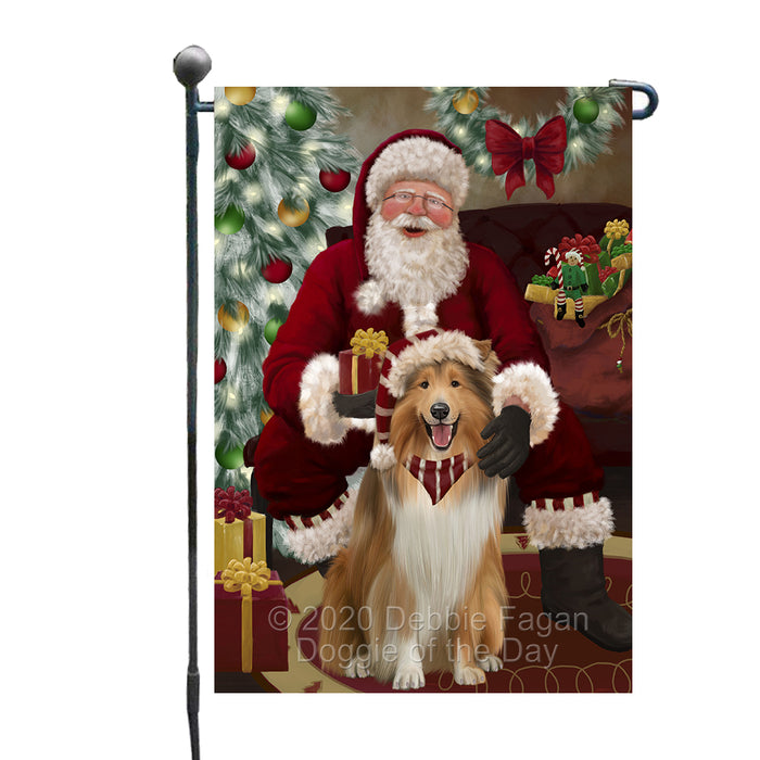 Santa's Christmas Surprise Rough Collie Dog Garden Flag GFLG66776