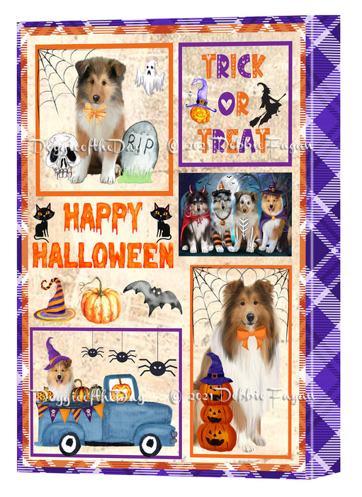 Happy Halloween Trick or Treat Rough Collie Dogs Canvas Wall Art Decor - Premium Quality Canvas Wall Art for Living Room Bedroom Home Office Decor Ready to Hang CVS150785